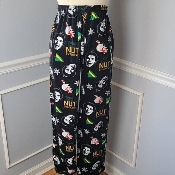 ELF THE MOVIE Black Buddy the Elf Novelty Christmas Holiday Loungewear Pants L - Picture 3 of 8